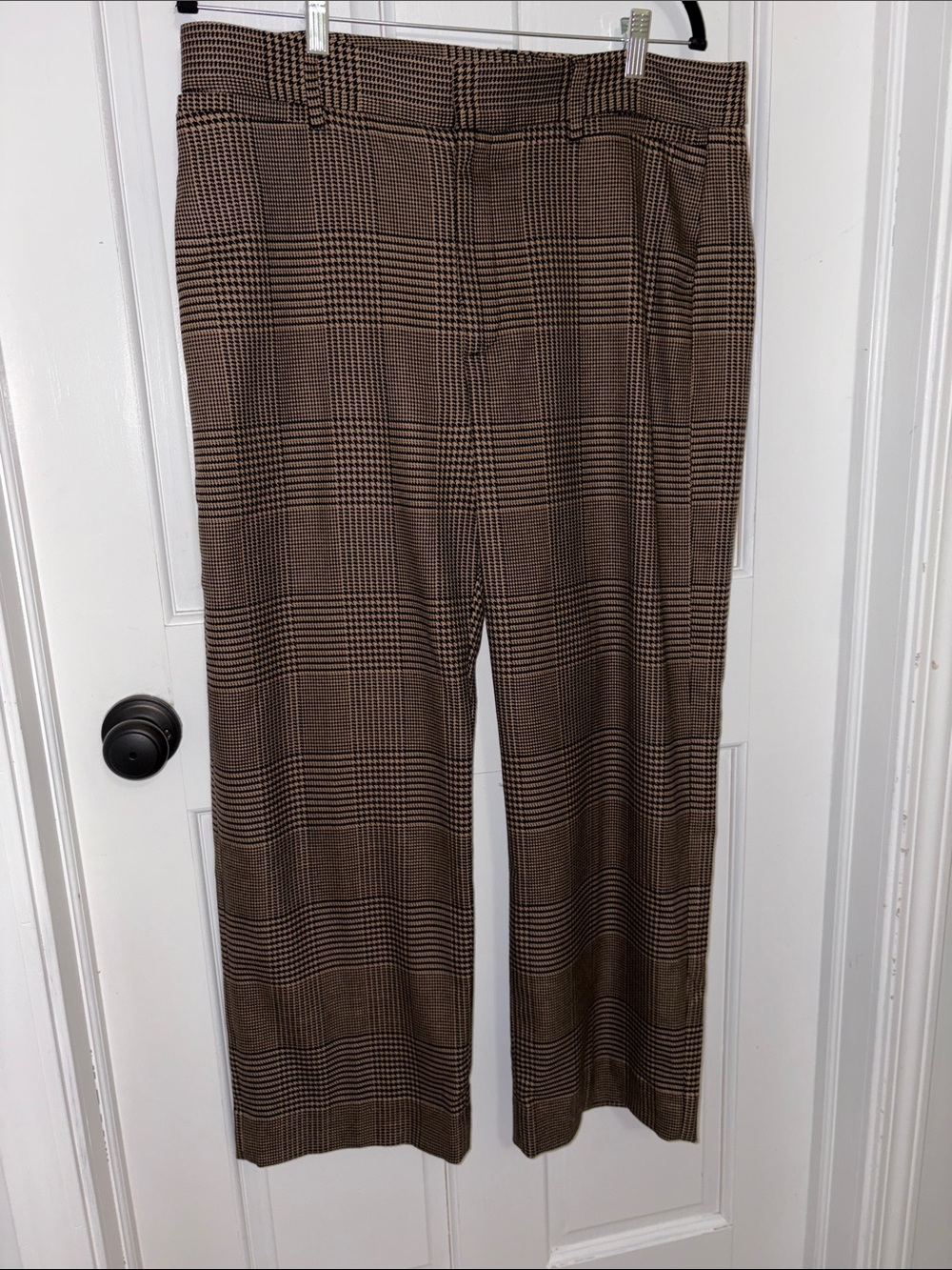 Banana Republic Brown Plaid Wide-Leg Trousers